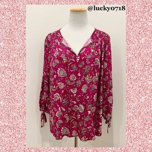 Collective Concepts EUC Fuschia Floral Blouse Sz S